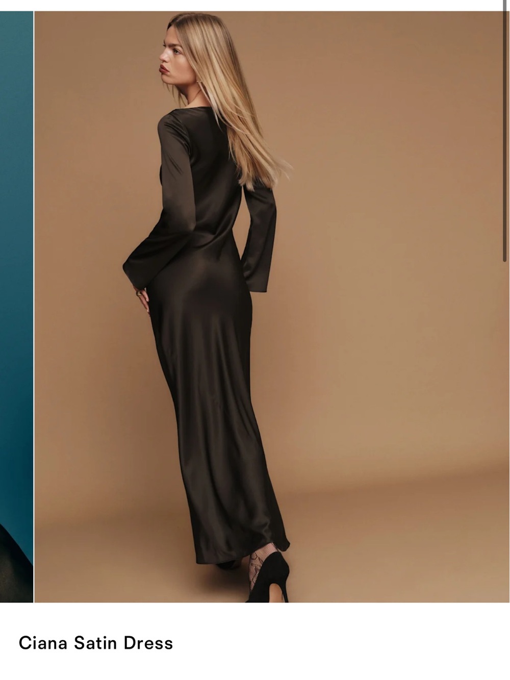 Reformation Ciana Satin Maxi Dress — Mole (Dark Brown) - Picture 2 of 3